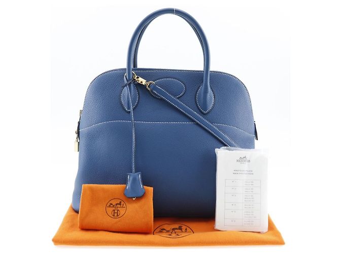 Hermès Borsa Hermes Bolide 37 in pelle Clémence blu - vista 12