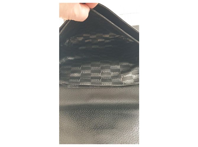 Borsa a mano Gianfranco Ferré in pelle di agnello nera Nero - vista 10