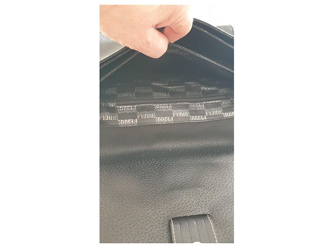 Borsa a mano Gianfranco Ferré in pelle di agnello nera Nero - vista 11