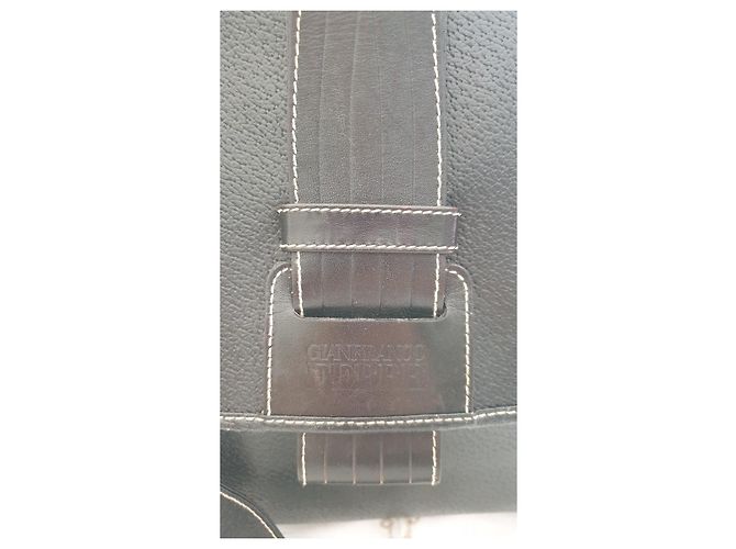 Borsa a mano Gianfranco Ferré in pelle di agnello nera Nero - vista 4