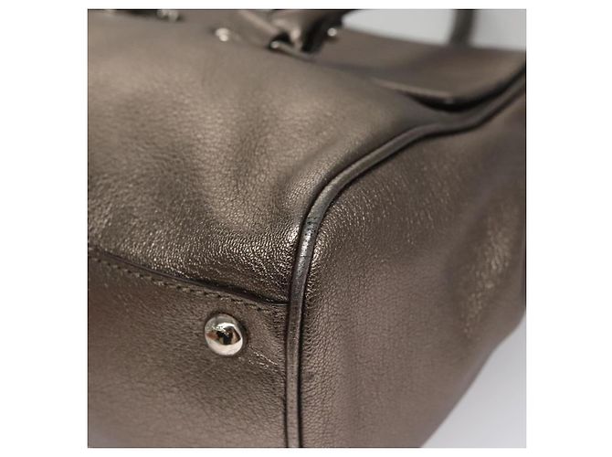 Borsa a mano in pelle Gancini di Salvatore Ferragamo Argento Auth kk412 - vista 10