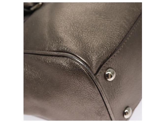 Borsa a mano in pelle Gancini di Salvatore Ferragamo Argento Auth kk412 - vista 11