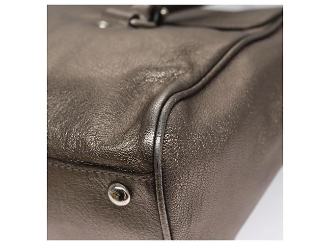 Borsa a mano in pelle Gancini di Salvatore Ferragamo Argento Auth kk412 - vista 12