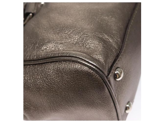 Borsa a mano in pelle Gancini di Salvatore Ferragamo Argento Auth kk412 - vista 13