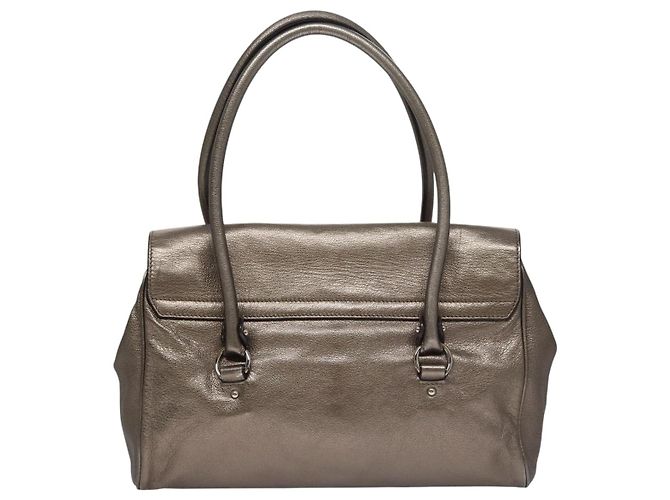 Borsa a mano in pelle Gancini di Salvatore Ferragamo Argento Auth kk412 - vista 3