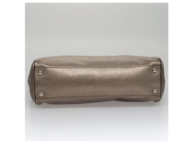 Borsa a mano in pelle Gancini di Salvatore Ferragamo Argento Auth kk412 - vista 9