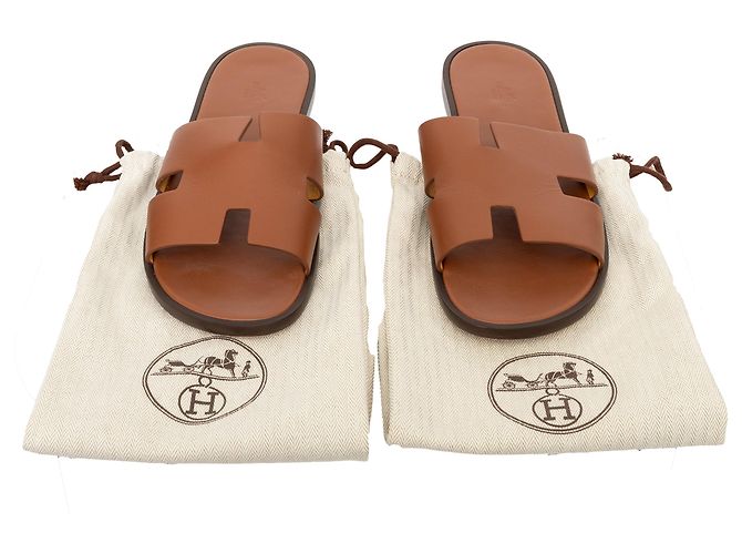 Sandali Hermès Izmir in pelle marrone - vista 10