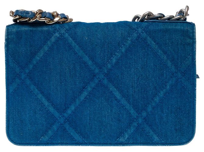 Carteira CHANEL Wallet On Chain Chanel 19 em Denim Azul - 102395 - vista 3