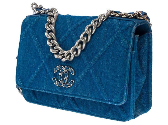 Carteira CHANEL Wallet On Chain Chanel 19 em Denim Azul - 102395 - vista 4