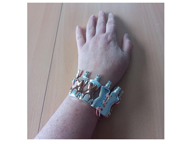 Jean Paul Gaultier Bracciale Manchette Busto Corsetto Argento - vista 7