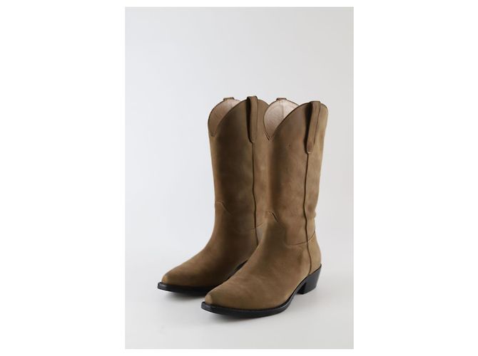 Anine Bing Botas western de couro marrom - vista 3