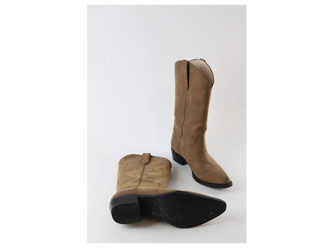 Anine Bing Botas western de couro marrom - vista 8