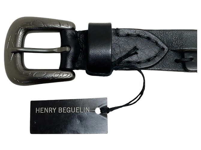 Henry Béguelin Henry Beguelin Nero Tetris gewaschener Leder Gürtel Schwarz - Ansicht 2