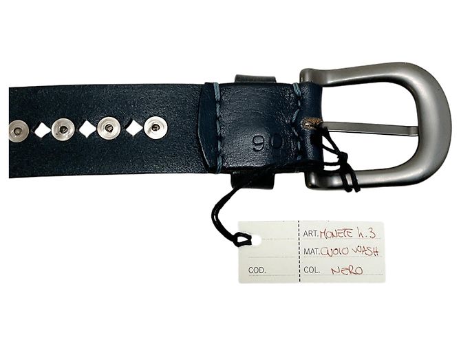 Henry Béguelin Henry Beguelin Nero Monete gewaschener Leder Gürtel Schwarz - Ansicht 5