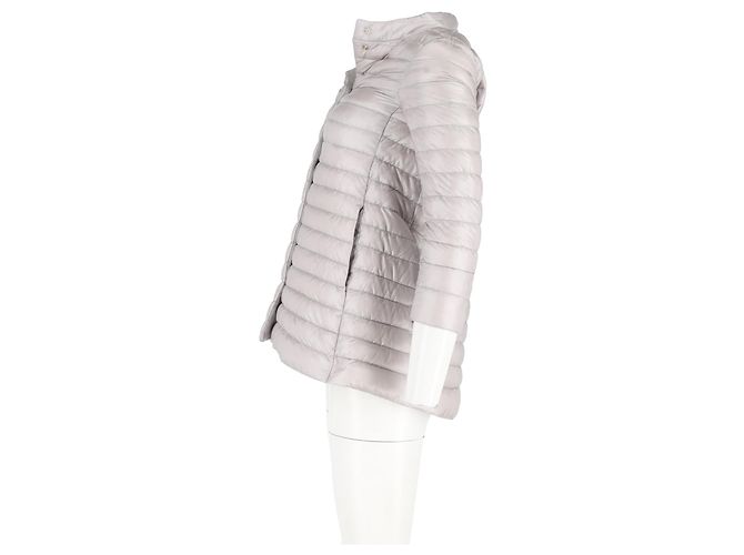 Abrigo acolchado con botones Herno en nylon gris - vista 5