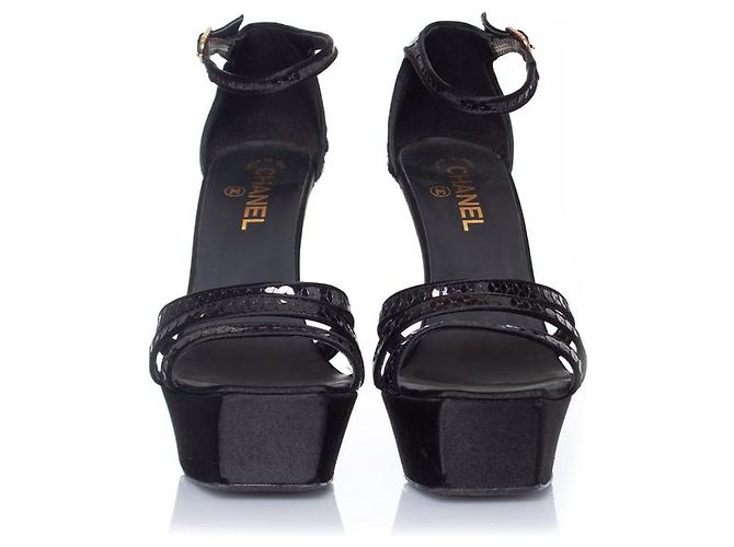 Sandalo nero con paillettes Chanel - vista 4