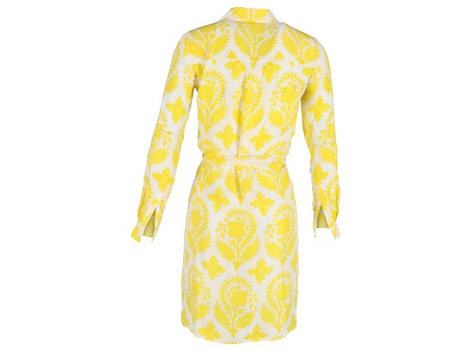 Abito camicia stampato Vera in seta gialla di Diane Von Furstenberg - vista 3