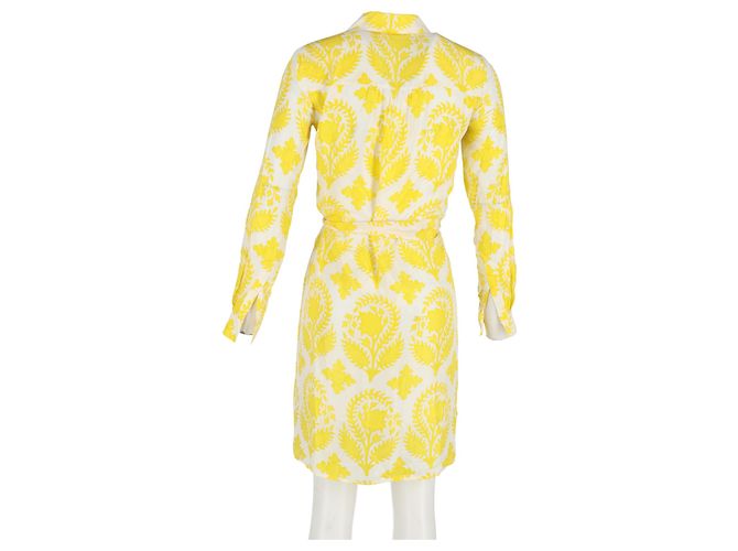 Abito camicia stampato Vera in seta gialla di Diane Von Furstenberg - vista 6