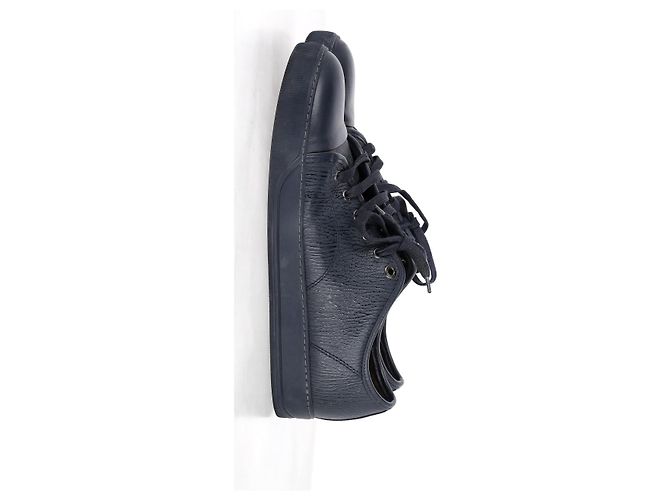 Baskets basses à lacets Lanvin en cuir bleu marine - vue 12