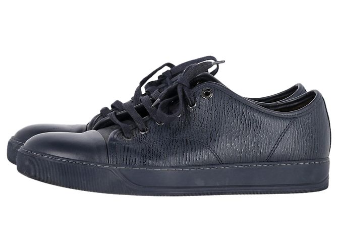Baskets basses à lacets Lanvin en cuir bleu marine - vue 4