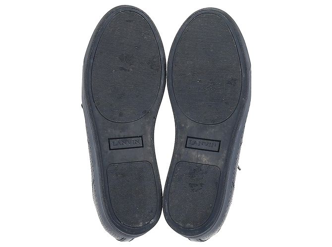 Baskets basses à lacets Lanvin en cuir bleu marine - vue 6