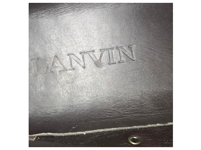 Baskets basses à lacets Lanvin en cuir bleu marine - vue 7