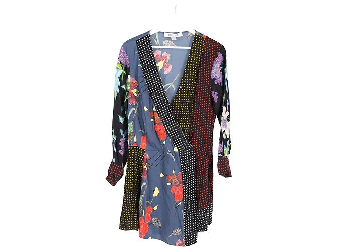 Abito Mini Patchwork in Seta Multicolore di Diane von Furstenberg - vista 4