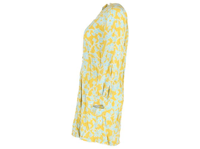Abito camicia floreale Diane von Furstenberg in cotone giallo - vista 2