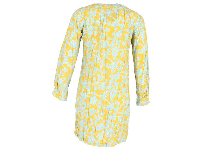 Abito camicia floreale Diane von Furstenberg in cotone giallo - vista 3