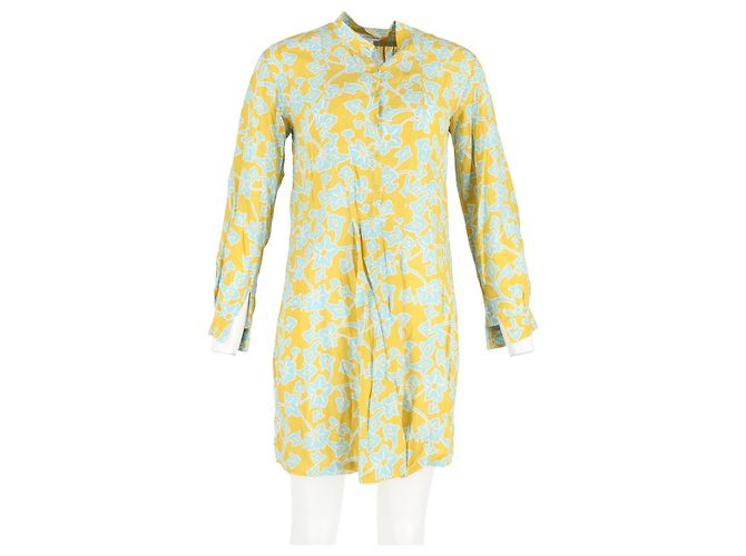 Abito camicia floreale Diane von Furstenberg in cotone giallo - vista 4