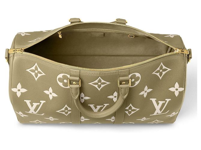 Louis Vuitton LV Keepall bandoulière 45 in pelle verde - vista 3