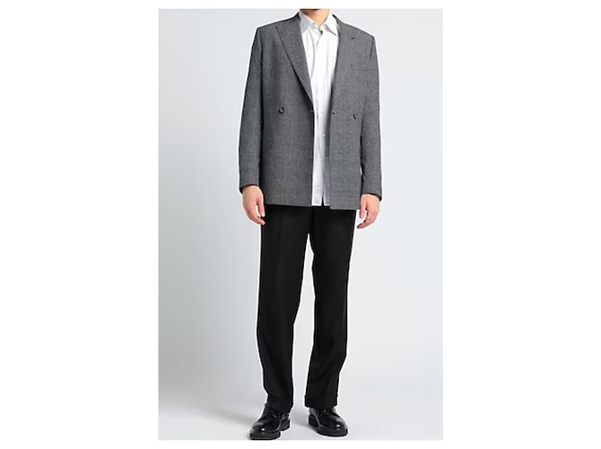 DIOR Graue Karomuster Doppelreiher Jacke Ton-in-Ton Neuzustand 52 Anthrazitgrau - Ansicht 3