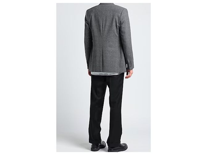 DIOR Graue Karomuster Doppelreiher Jacke Ton-in-Ton Neuzustand 52 Anthrazitgrau - Ansicht 4