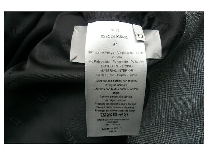 DIOR Graue Karomuster Doppelreiher Jacke Ton-in-Ton Neuzustand 52 Anthrazitgrau - Ansicht 6