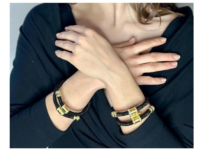 Dior Bracciali a forma di serpente di Gianfranco Ferre Nero D'oro Gold hardware - vista 5