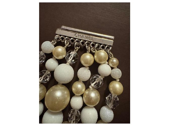 Bracciale Chanel Sei File di Perle Bianco Beige Bianco sporco - vista 5