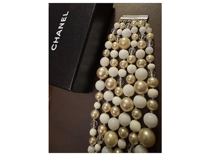 Bracciale Chanel Sei File di Perle Bianco Beige Bianco sporco - vista 6