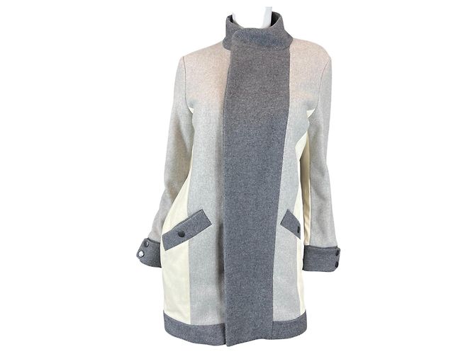 Cappotto Surface To Air in lana e cashmere beige grigio - vista 2