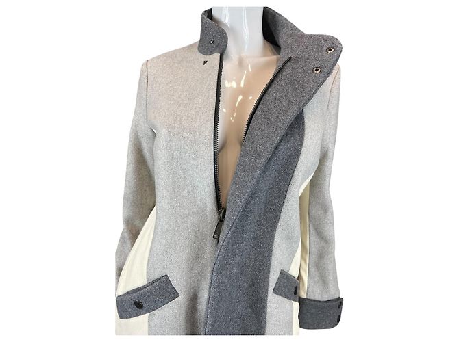 Cappotto Surface To Air in lana e cashmere beige grigio - vista 3