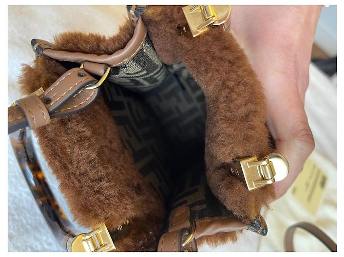 Bolsa Fendi Sunshine mini marrom de pele - vista 11