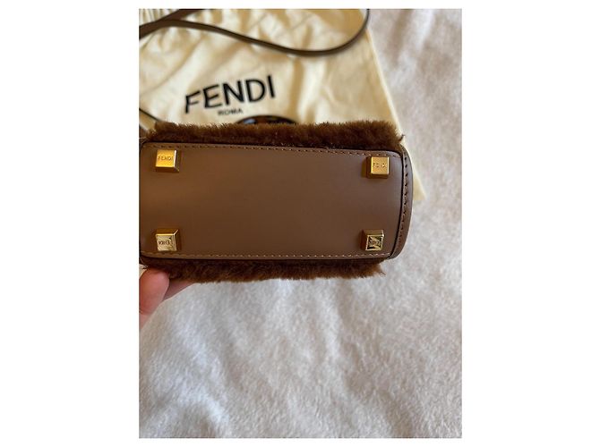 Bolsa Fendi Sunshine mini marrom de pele - vista 12