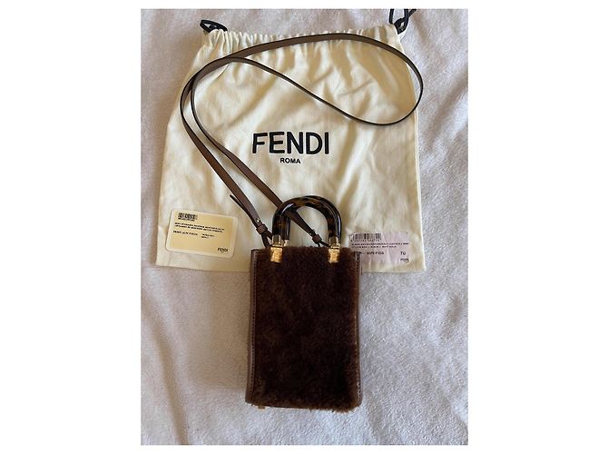 Bolsa Fendi Sunshine mini marrom de pele - vista 13