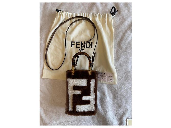 Bolsa Fendi Sunshine mini marrom de pele - vista 3
