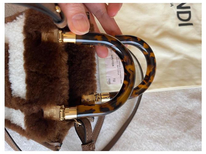 Bolsa Fendi Sunshine mini marrom de pele - vista 7