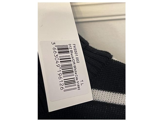 AMI Paris Ami de Coeur gestreifter Rollkragenpullover aus Merinowolle Schwarz Weiß - Ansicht 9