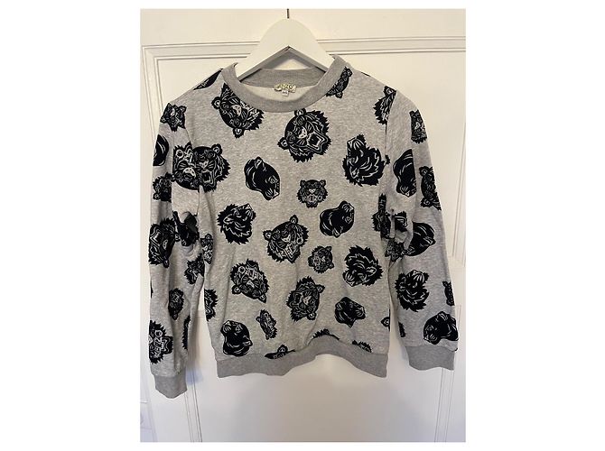 Kenzo Mädchen Pullover aus Baumwolle Grau Dunkelblau 12 Jahre Marineblau - Ansicht 2