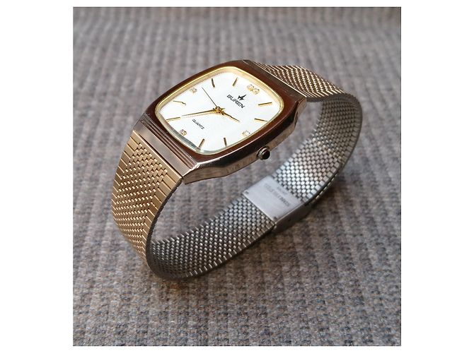 Autre Marque Retro-Quarz-Uhr Buren Ref. BU-9001M Schweizer Uhrwerk Golden - Ansicht 11