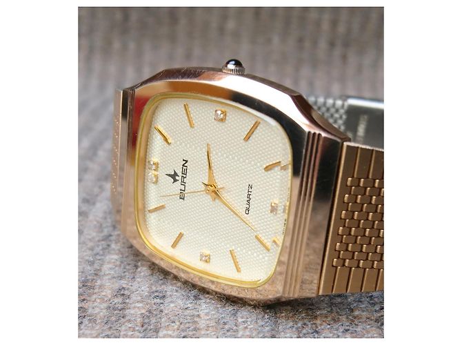 Autre Marque Retro-Quarz-Uhr Buren Ref. BU-9001M Schweizer Uhrwerk Golden - Ansicht 3