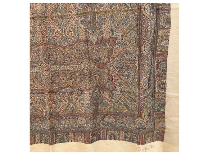 Sciarpa grande Paisley Christian Dior Rosso Multicolore Beige Arancione - vista 5