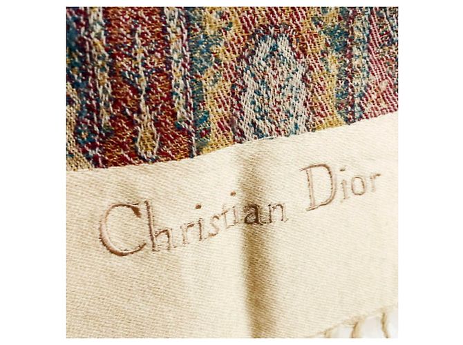 Sciarpa grande Paisley Christian Dior Rosso Multicolore Beige Arancione - vista 7